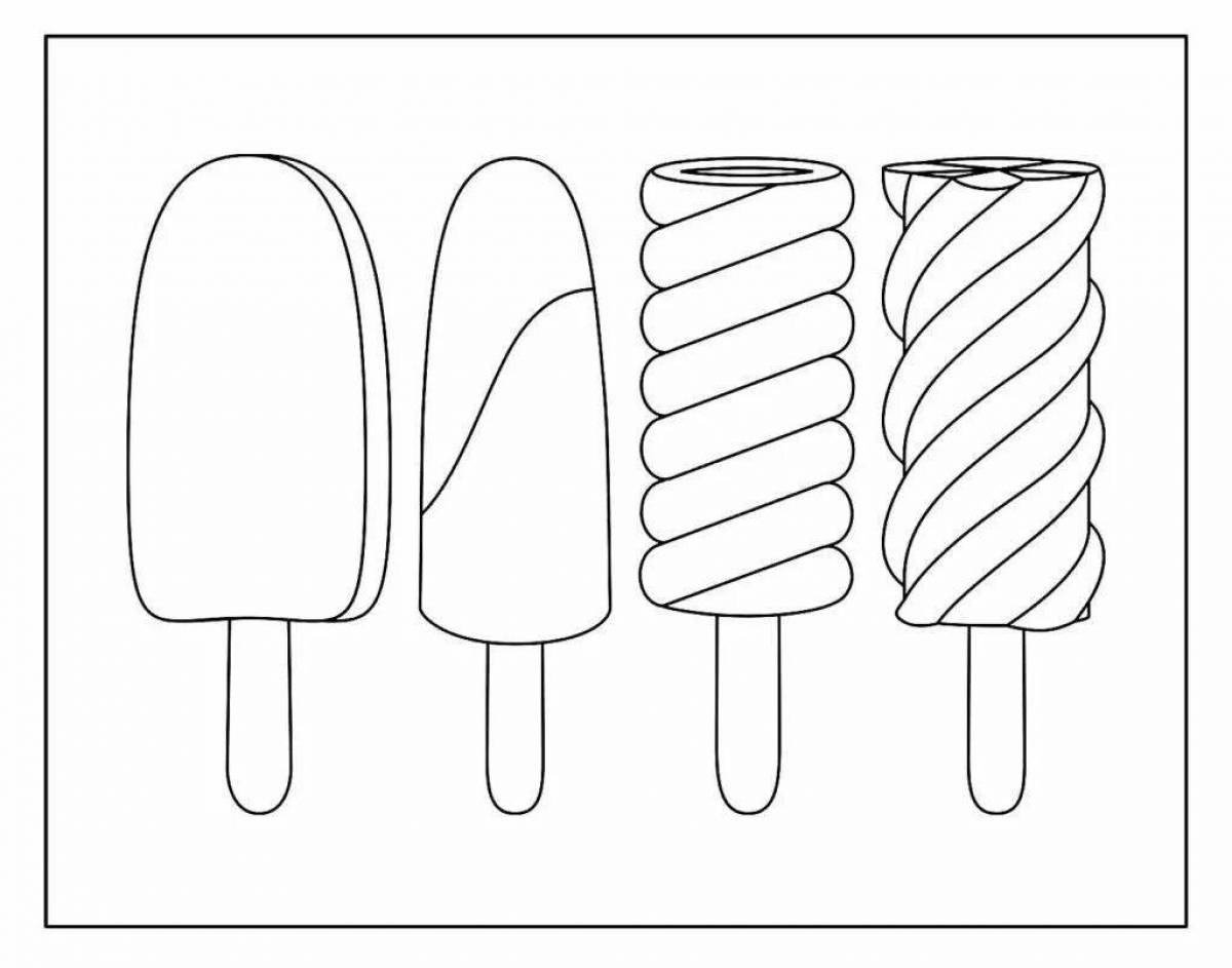 Привлекательная страница раскраски мороженого эскимо