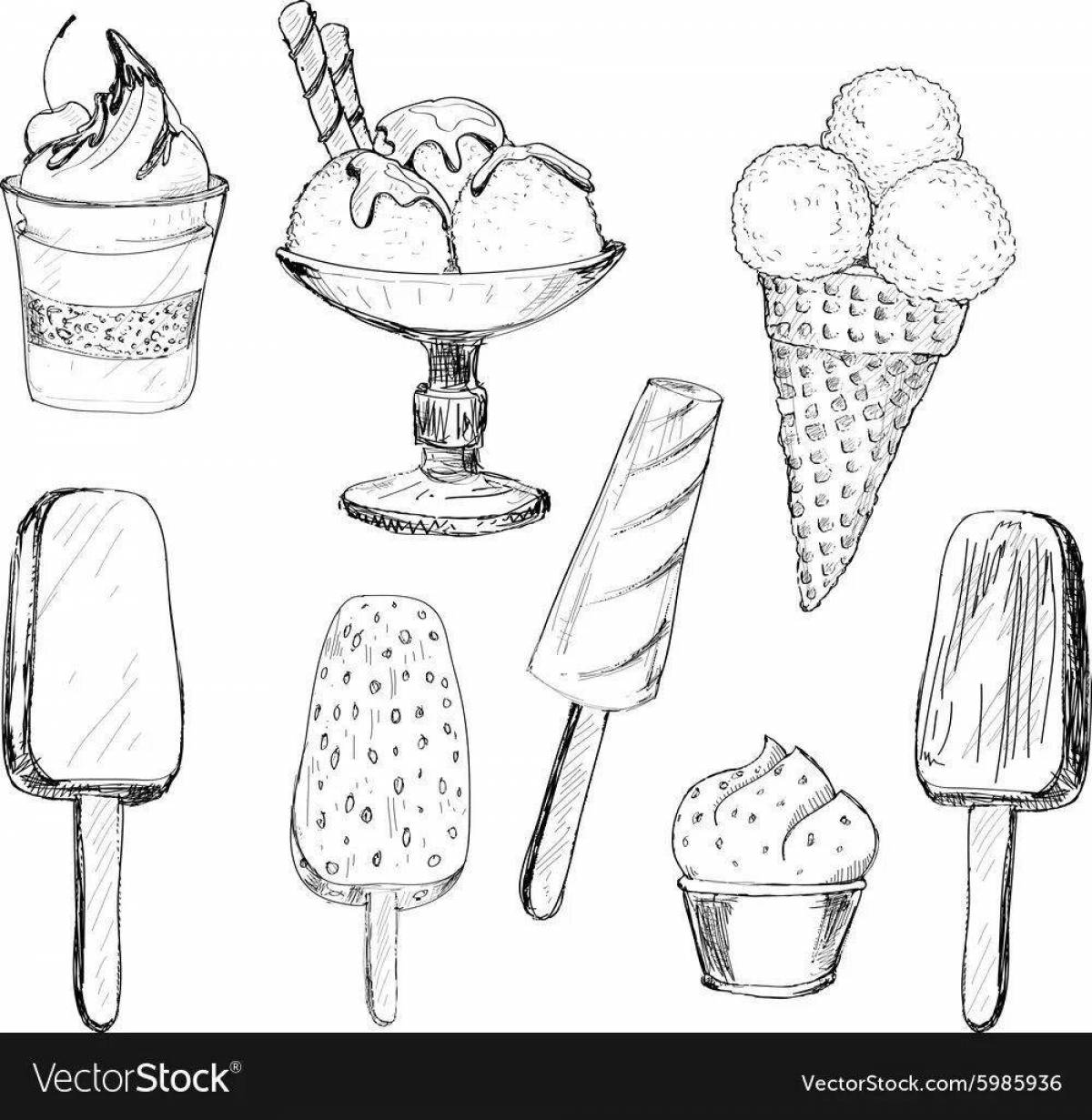 Lovely popsicle ice cream coloring page