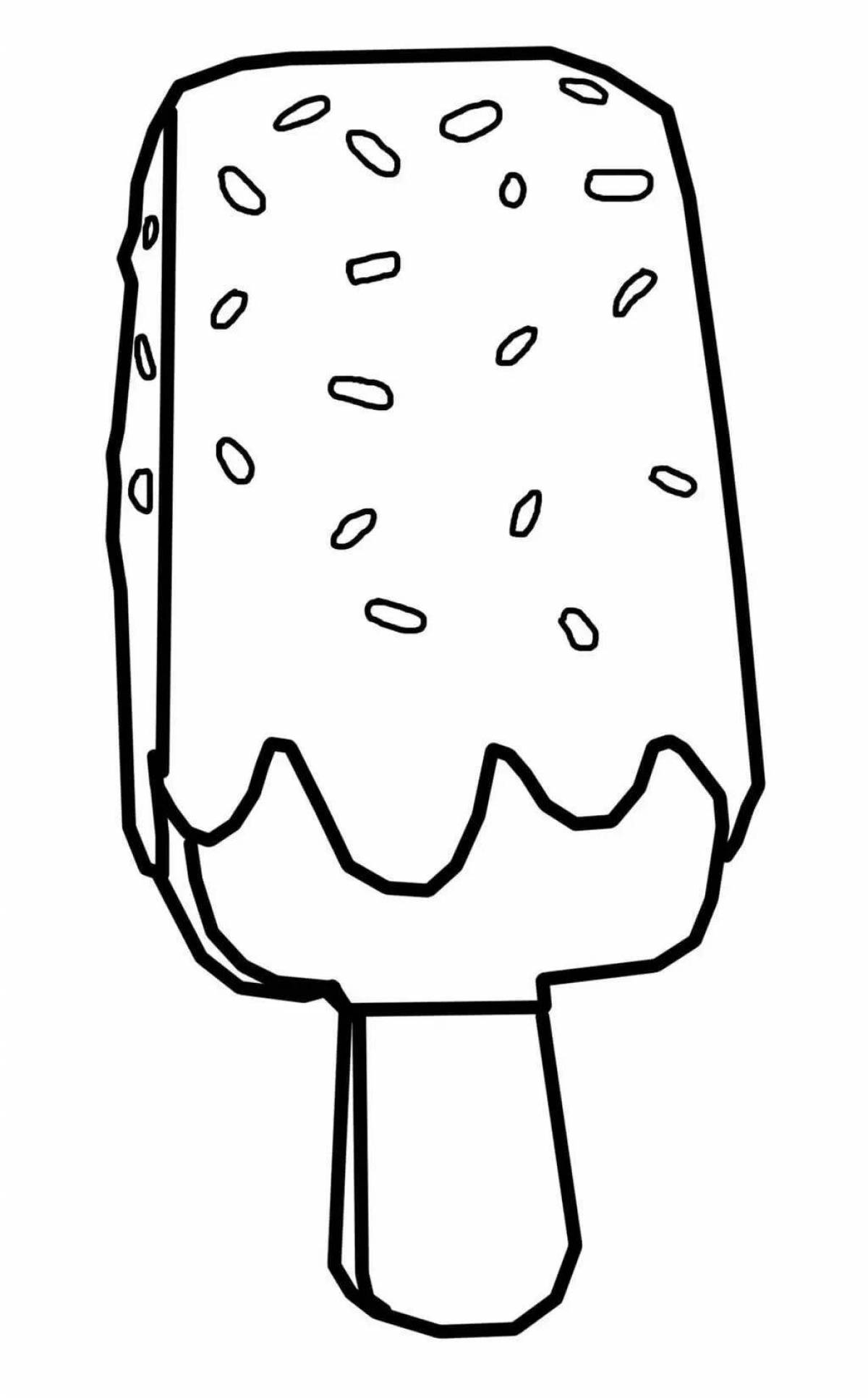 Glitter popsicle with ice cream coloring page