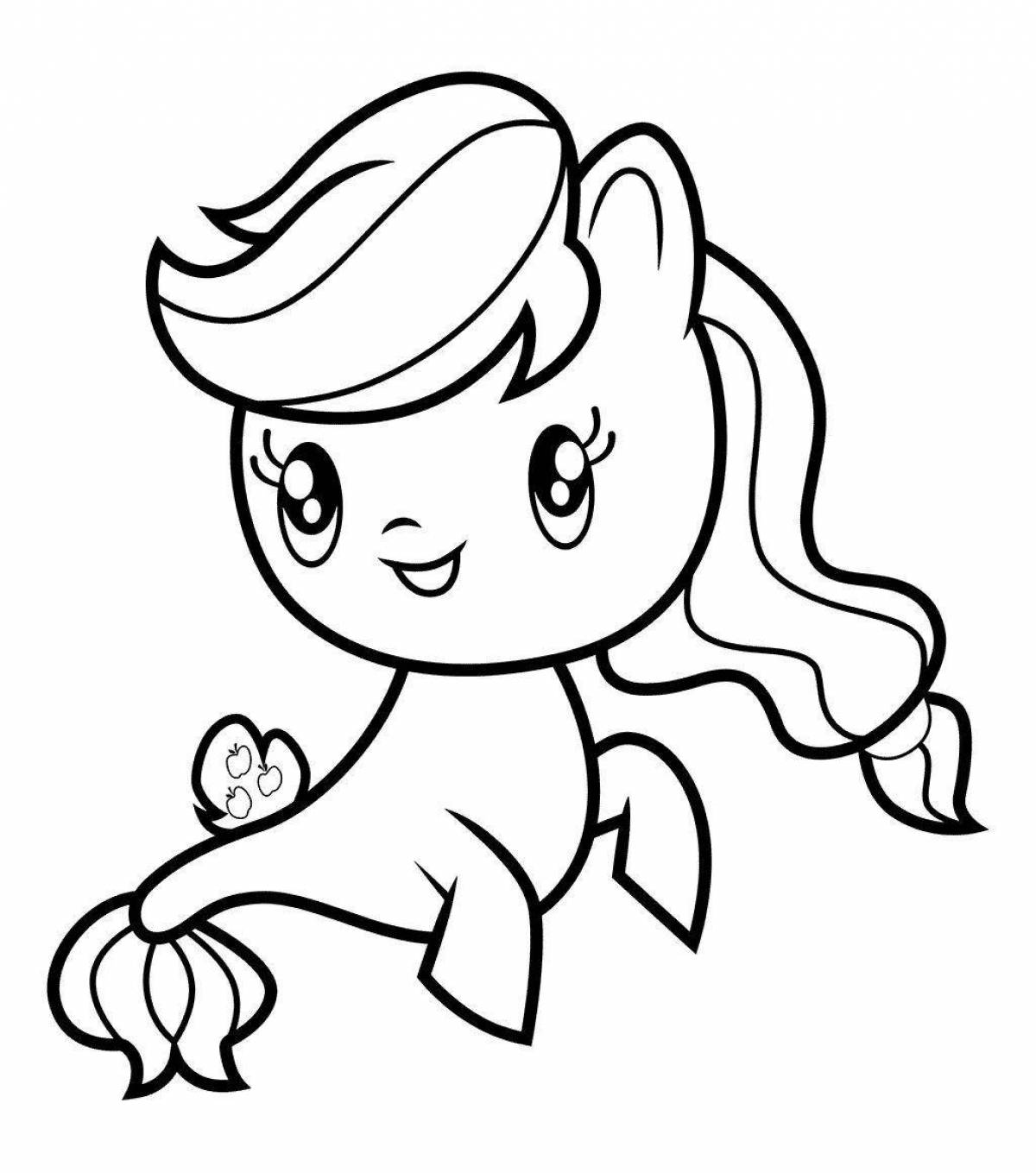 Coloring page joyful mini pony