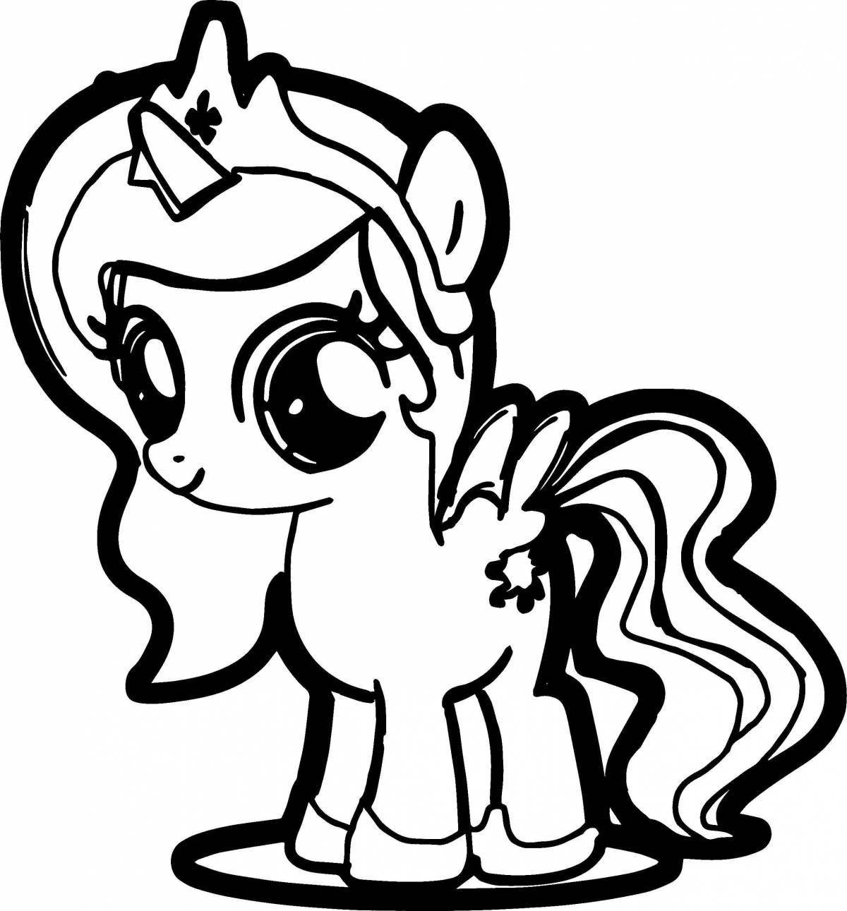 Coloring page fluffy mini pony