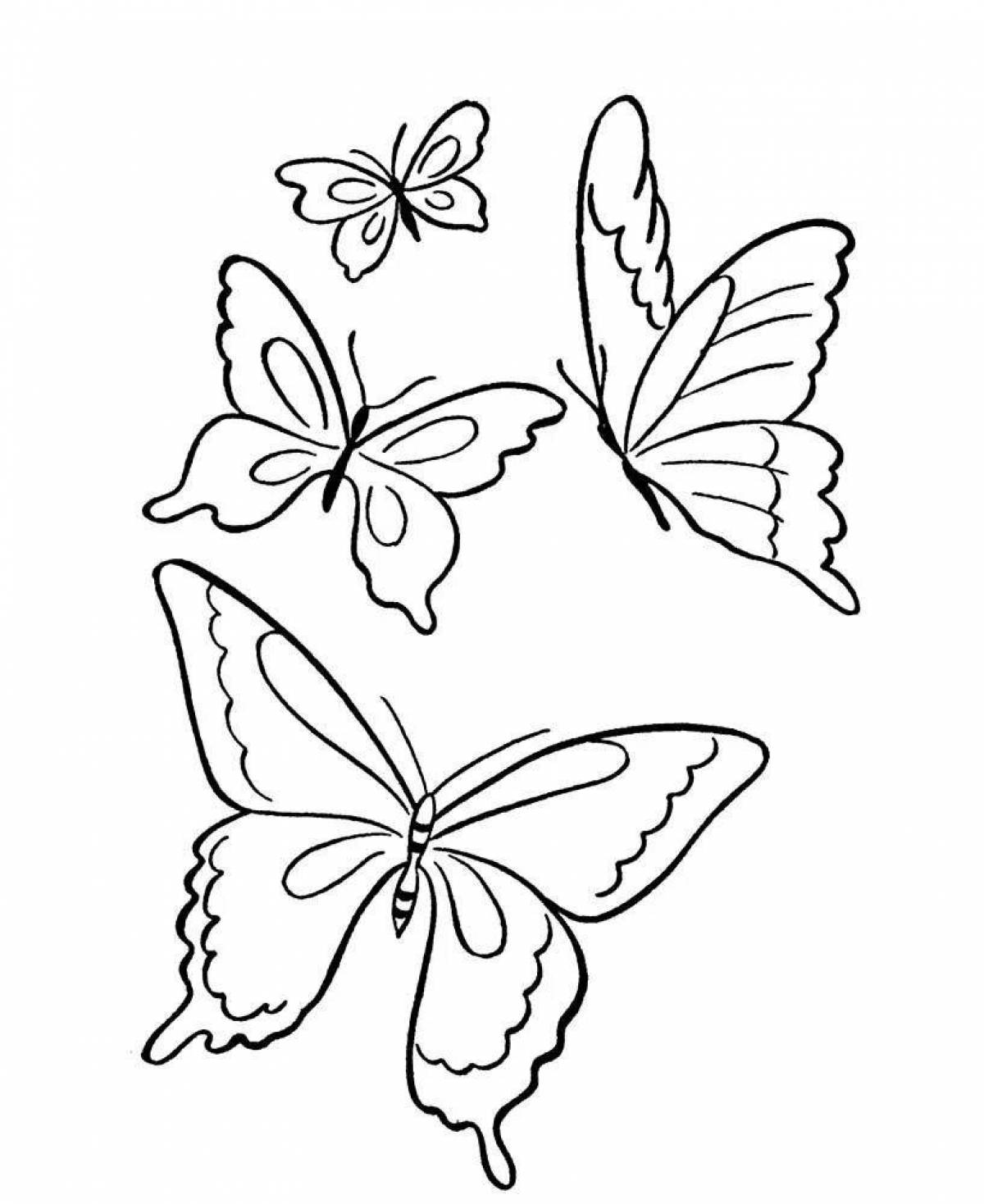 Трафаретная раскраска радостная бабочка