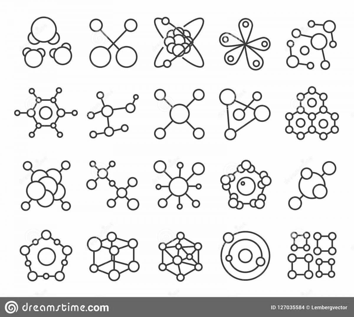 Playful water molecule coloring page