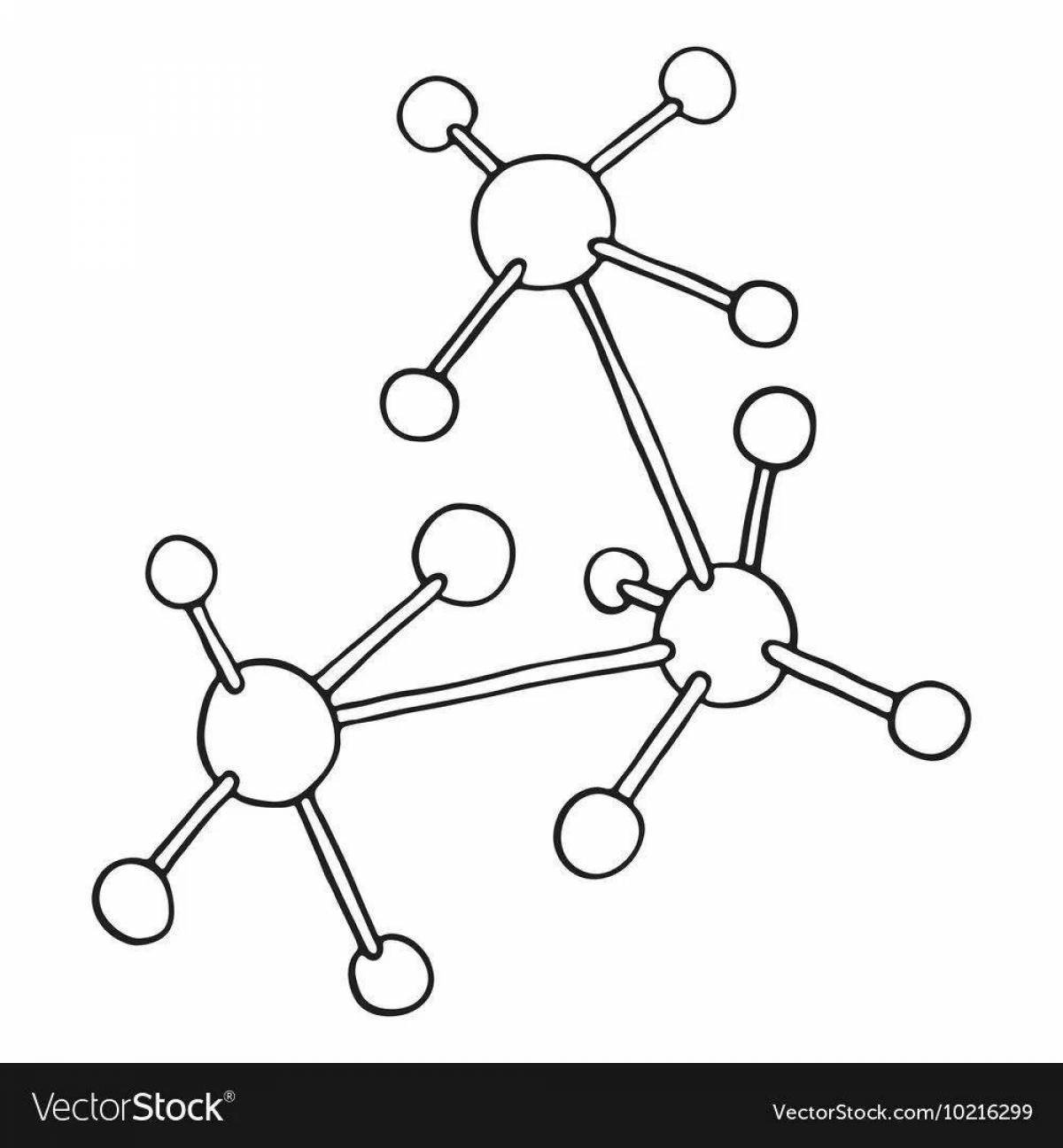 Coloring page attractive water molecule