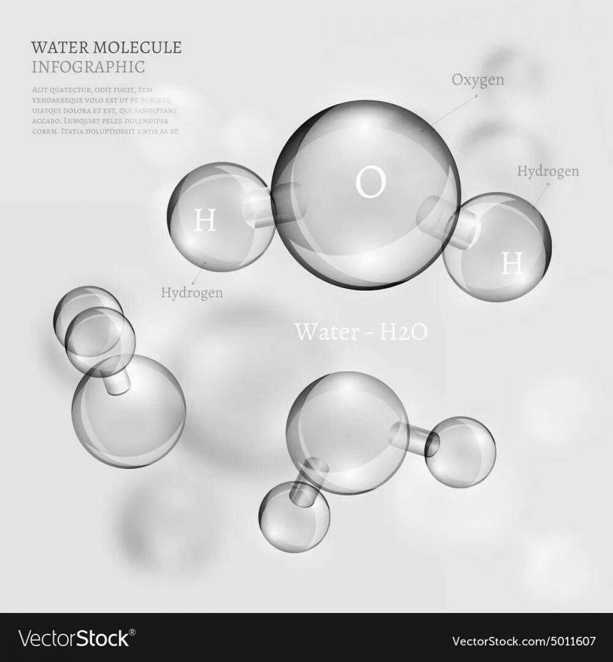 Привлекательная молекула воды раскраска