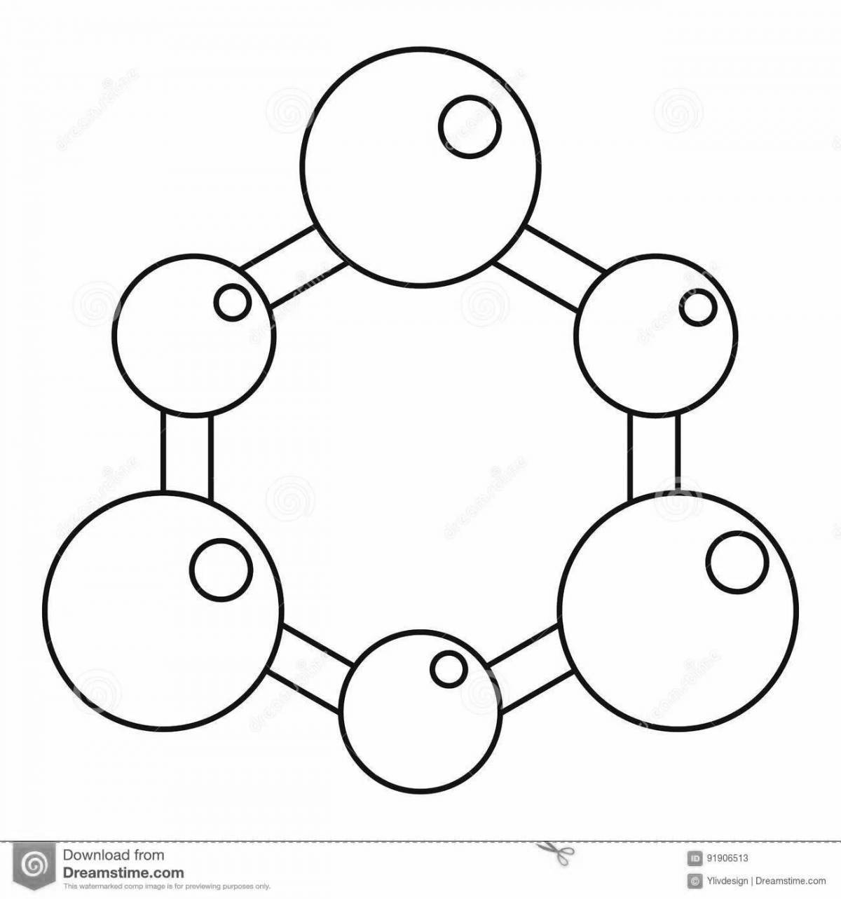 Coloring page stimulating water molecule