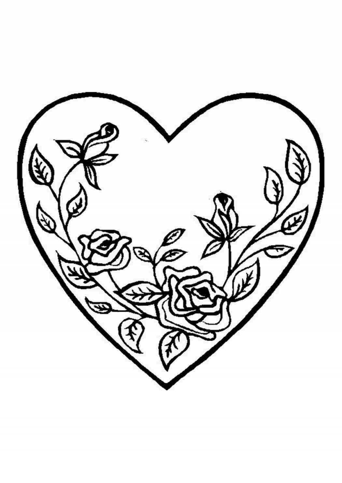 Playful heart coloring page