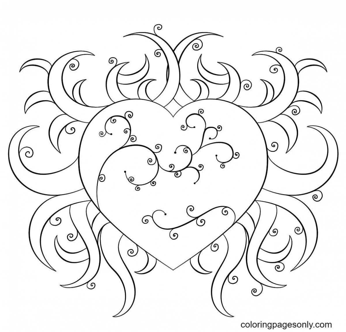 Awesome heart coloring page