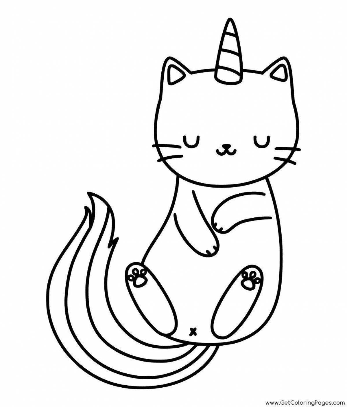 Adorable unicorn cat coloring book