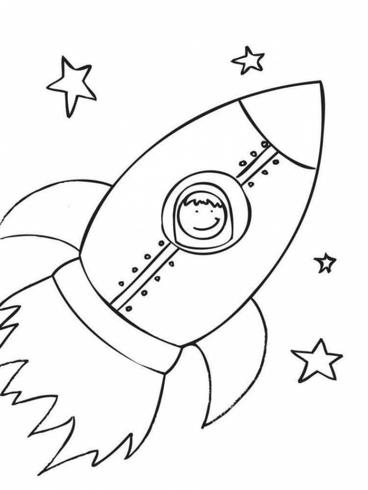Large space rocket coloring page