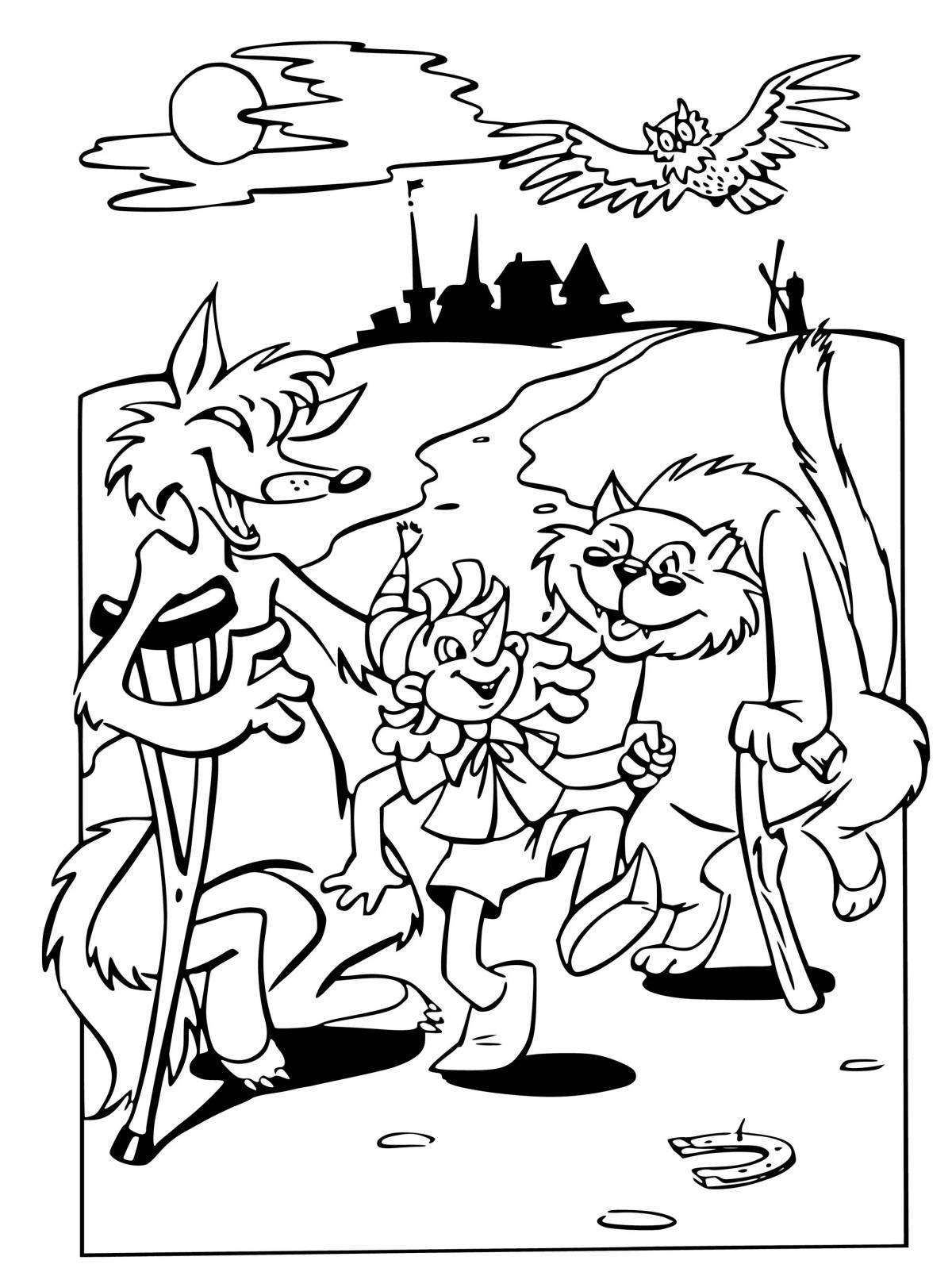 Colorful alice fox coloring page