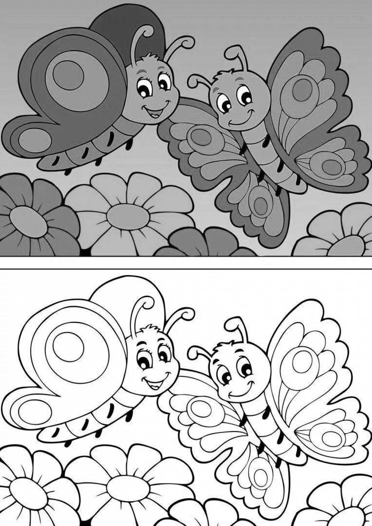Colorfully pigmented butterfly coloring page