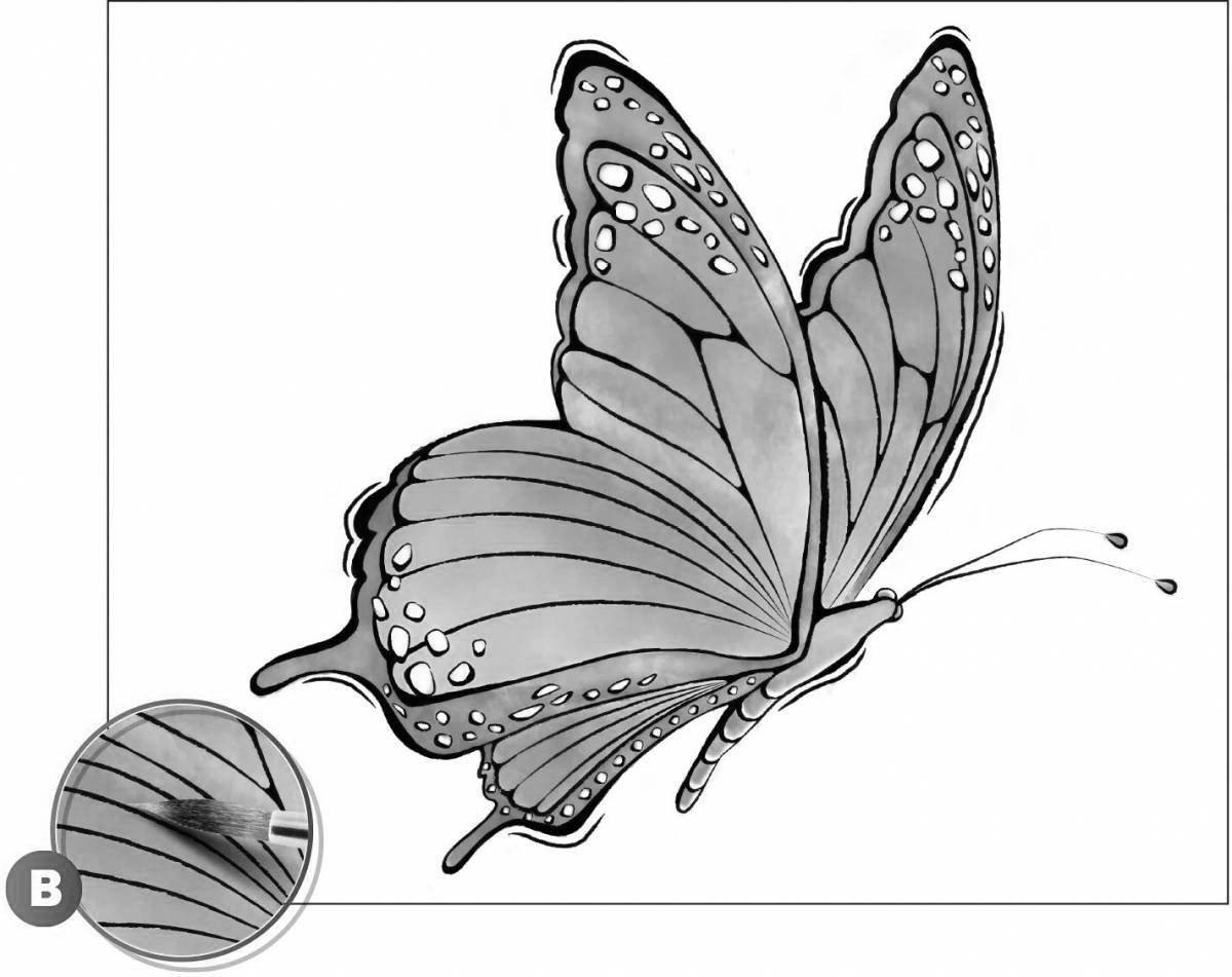 Блестяще окрашенная страница раскраски бабочки