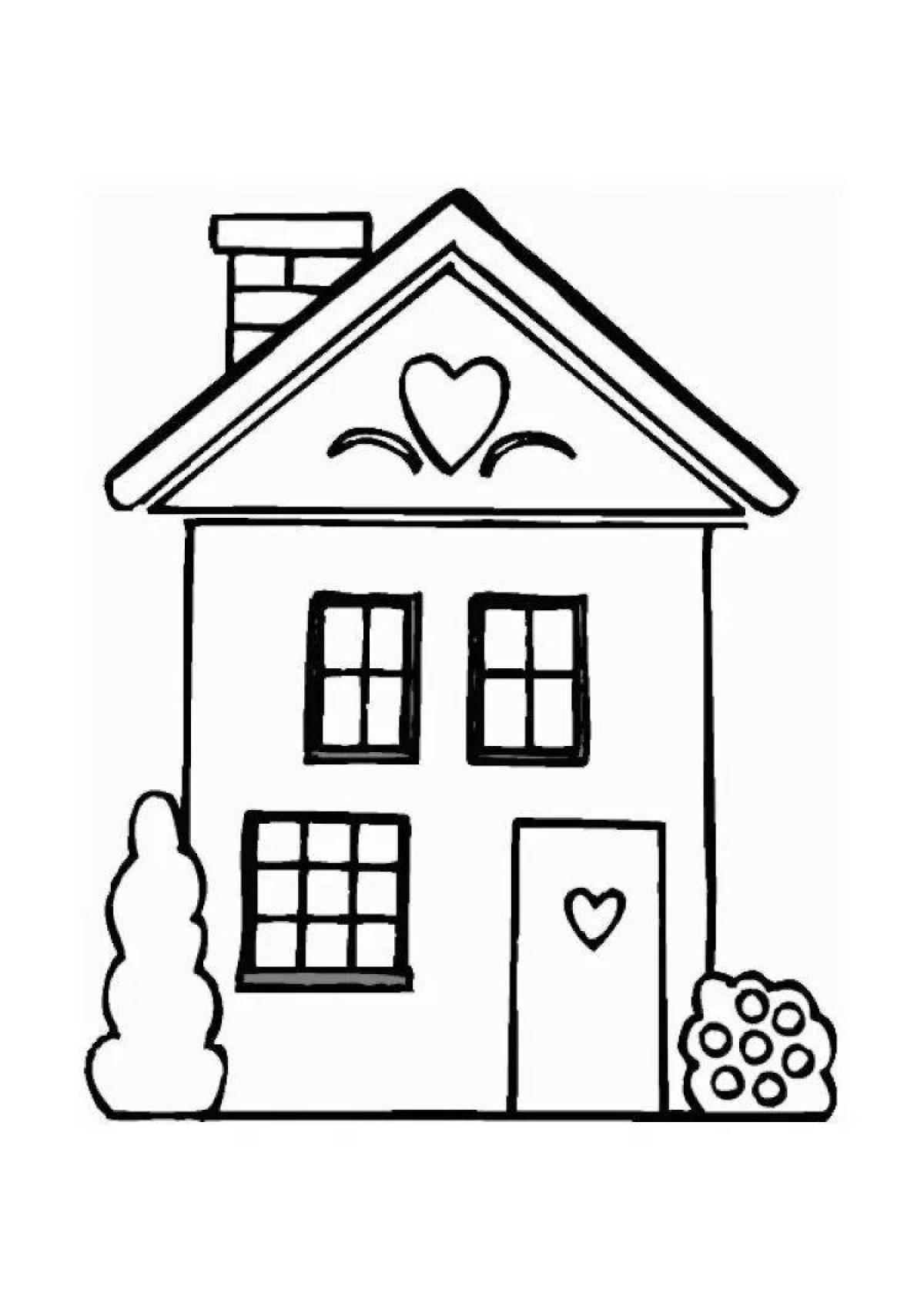 Cute beautiful house coloring book