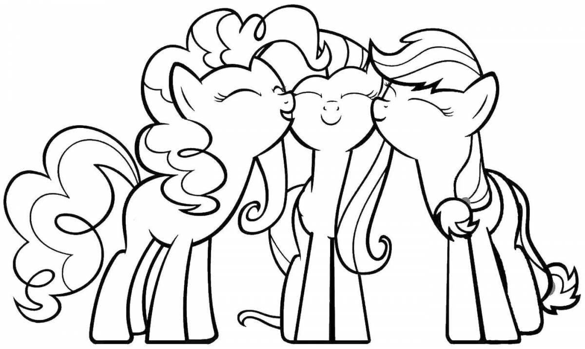 Coloring page joyful pony friendship