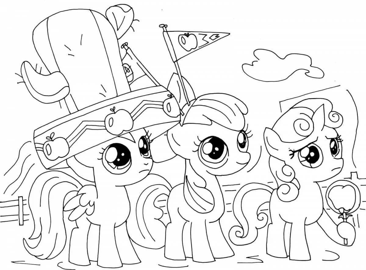 Coloring page joyful pony friendship