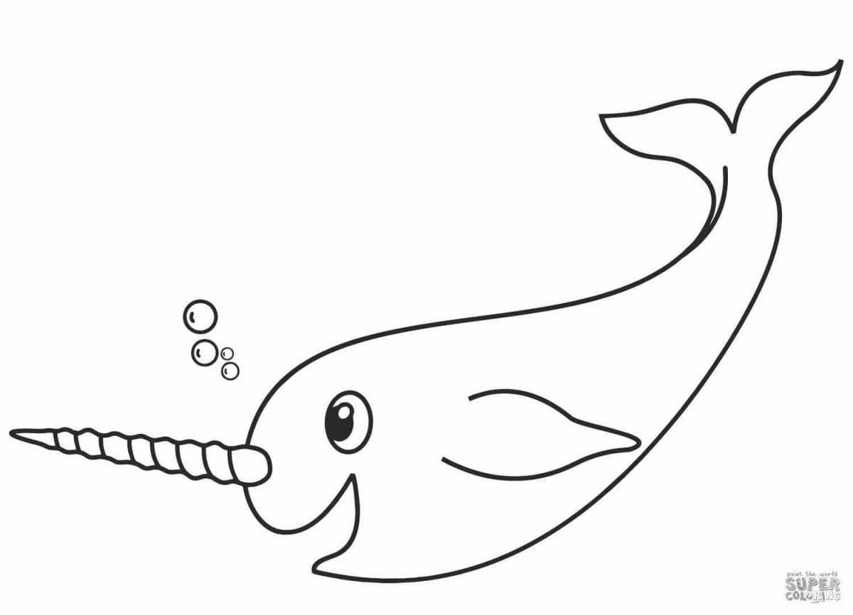 Glorious whale fish coloring book