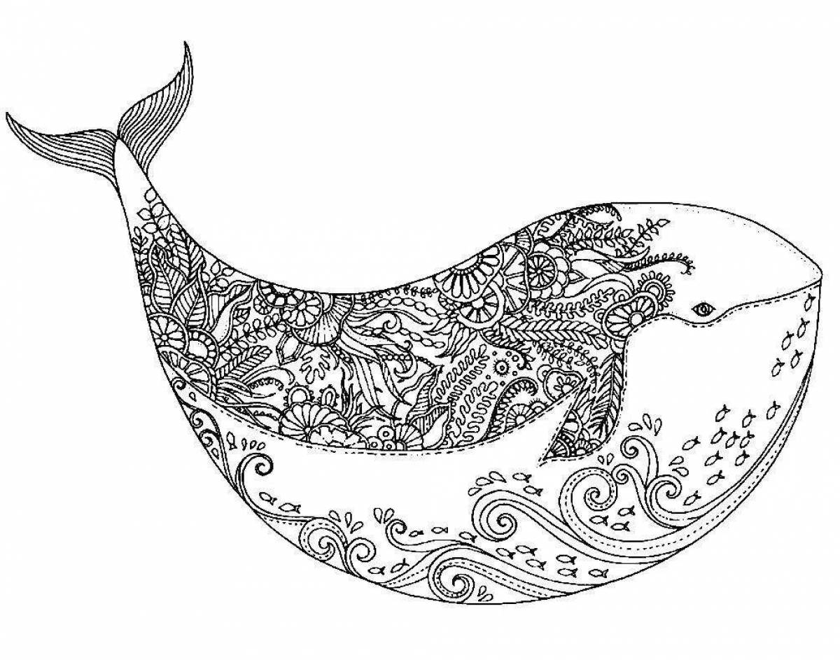 Delightful whale fish coloring book