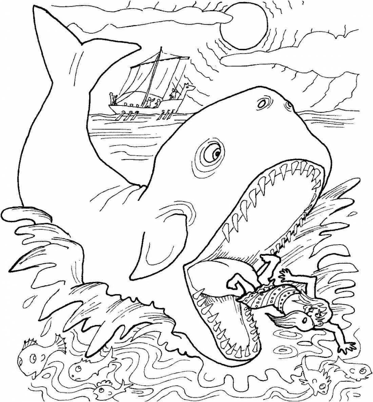 Игривая раскраска рыба-кит