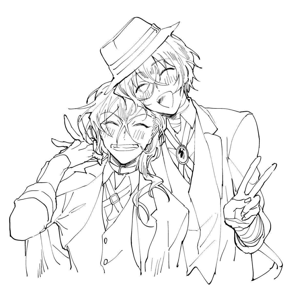 Photo Attractive dazai anime coloring book