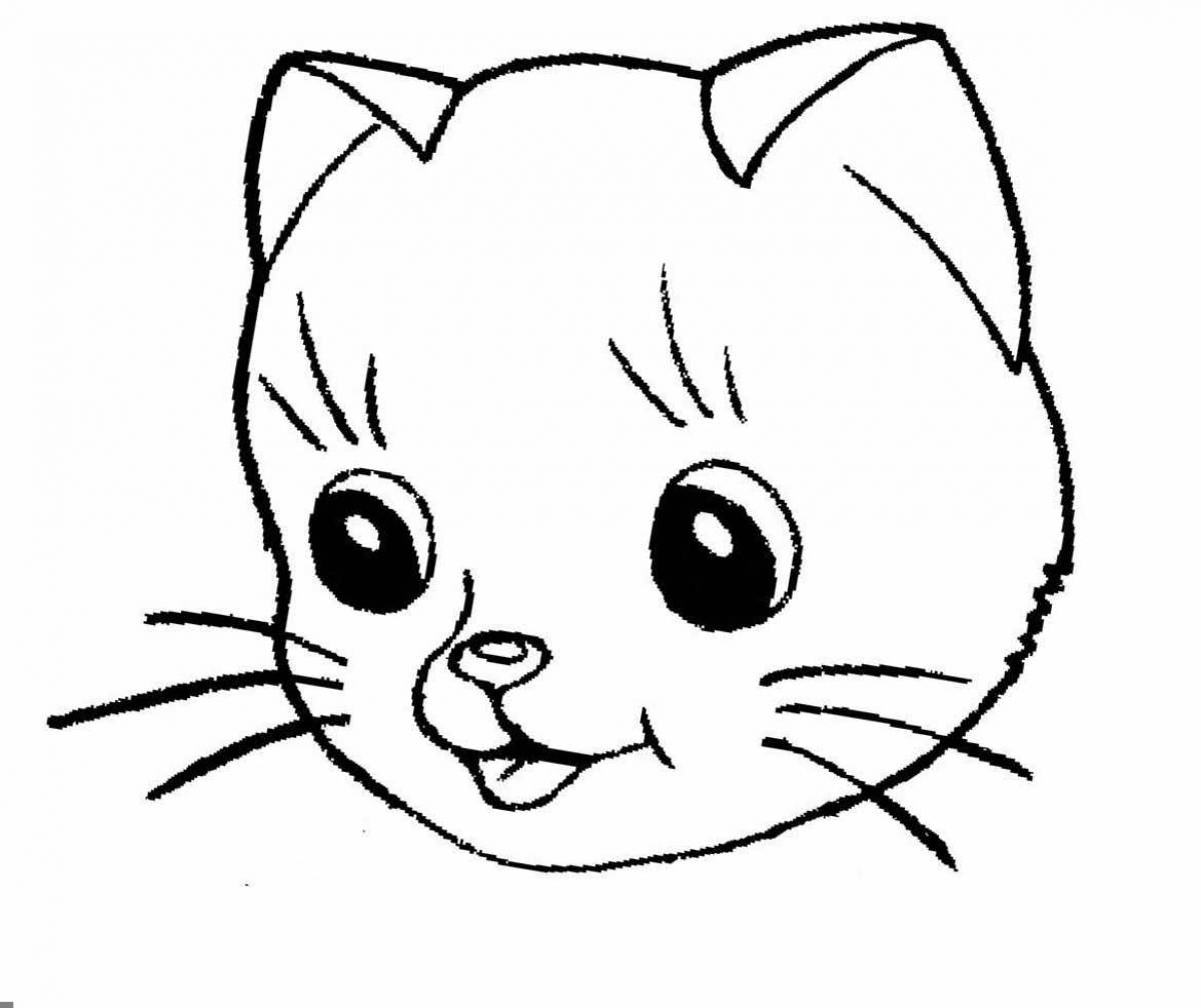 Colorful cat face coloring page