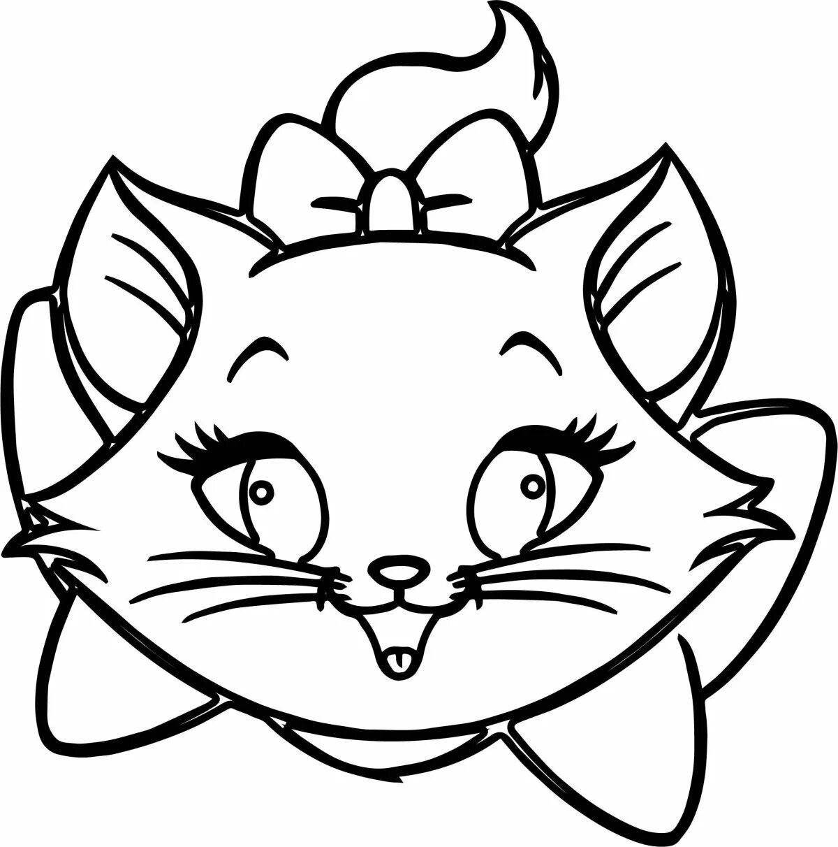 Adorable cat face coloring book