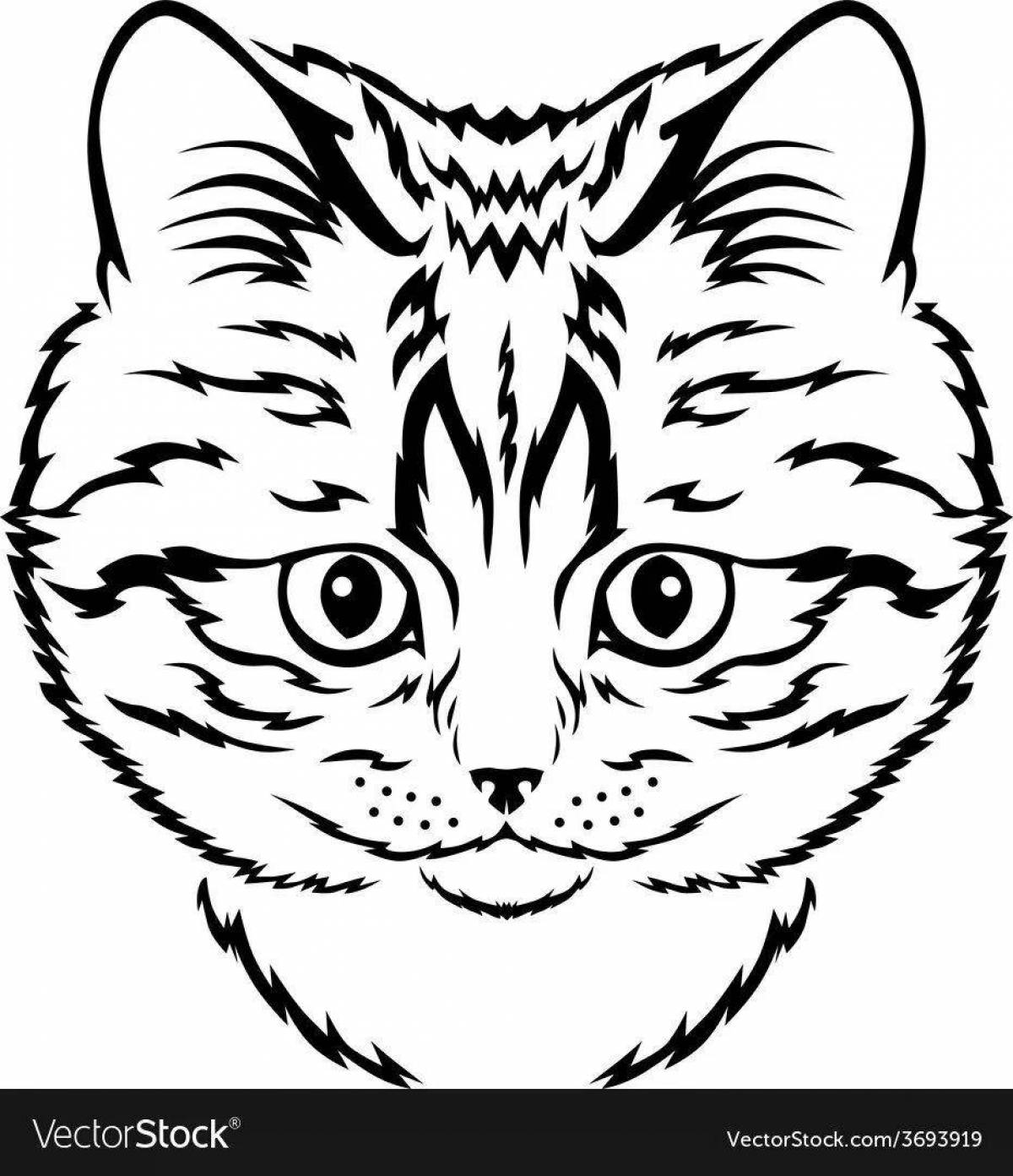 Coloring page of a muzzle of a fluffy cat