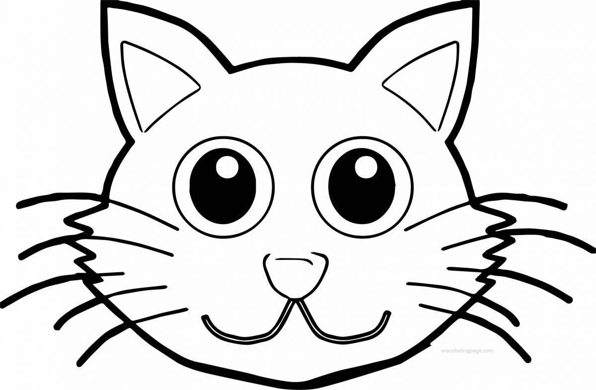 Coloring page playful cat face
