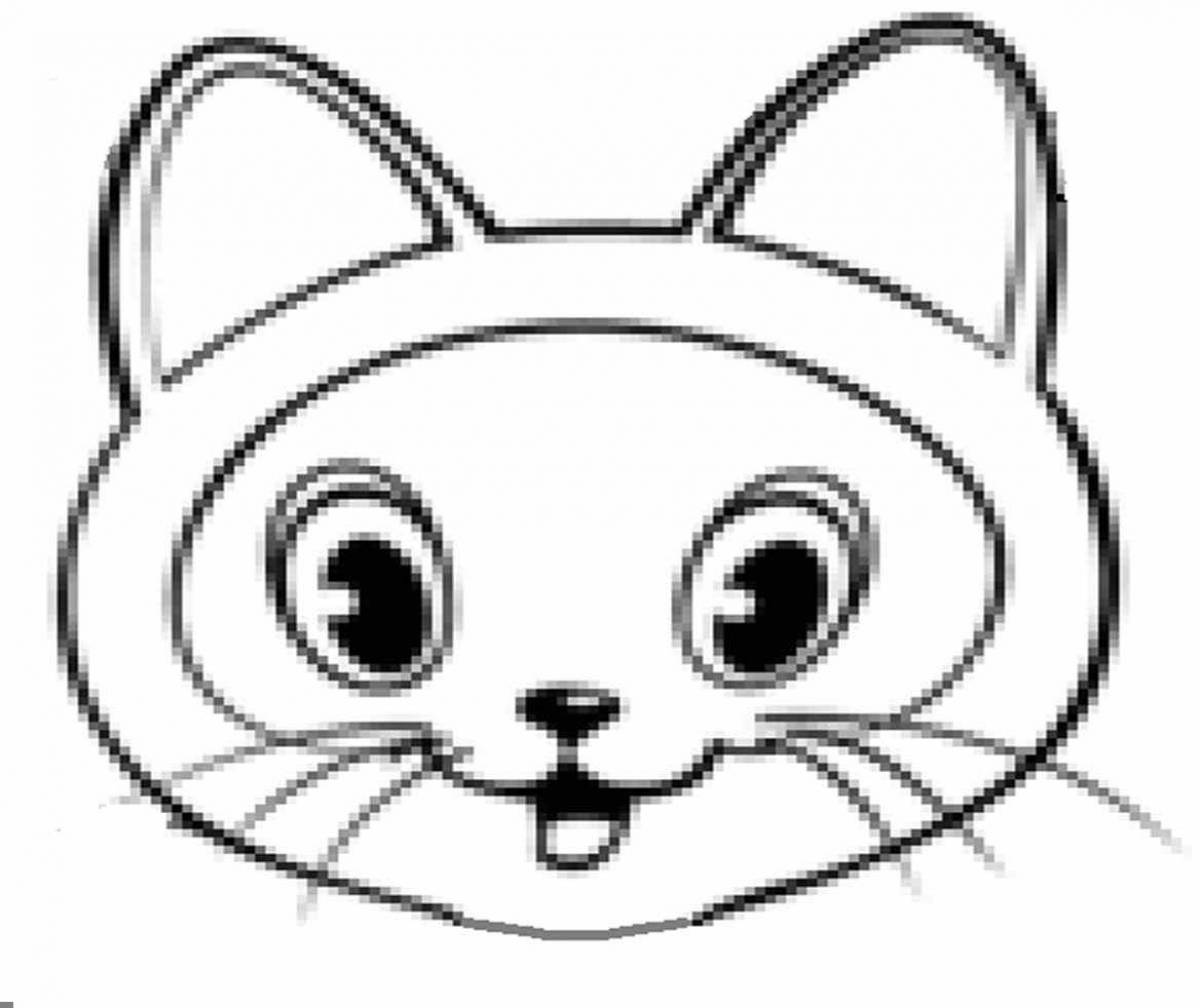 Cozy cat face coloring page