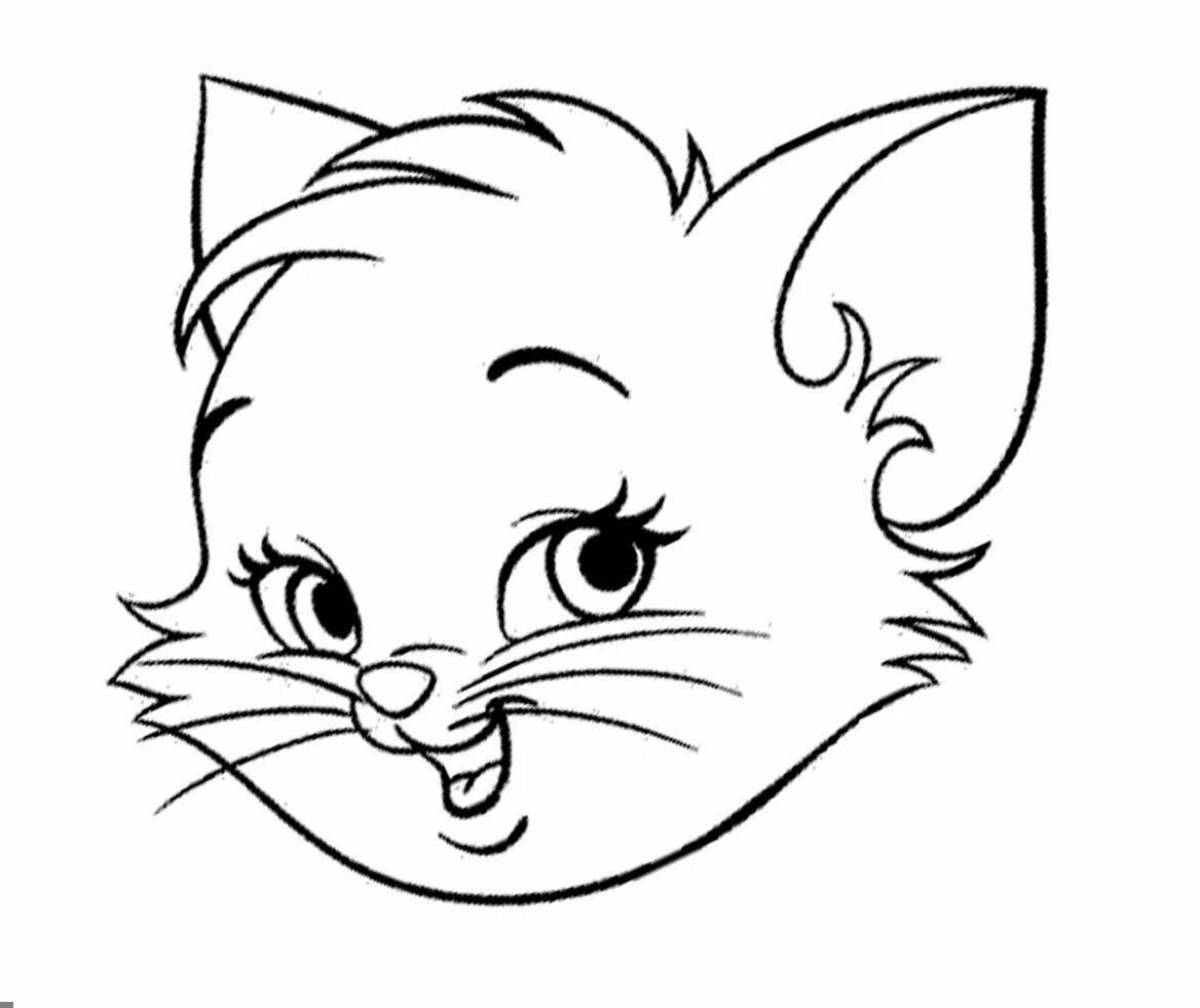 Coloring page fluffy cat face
