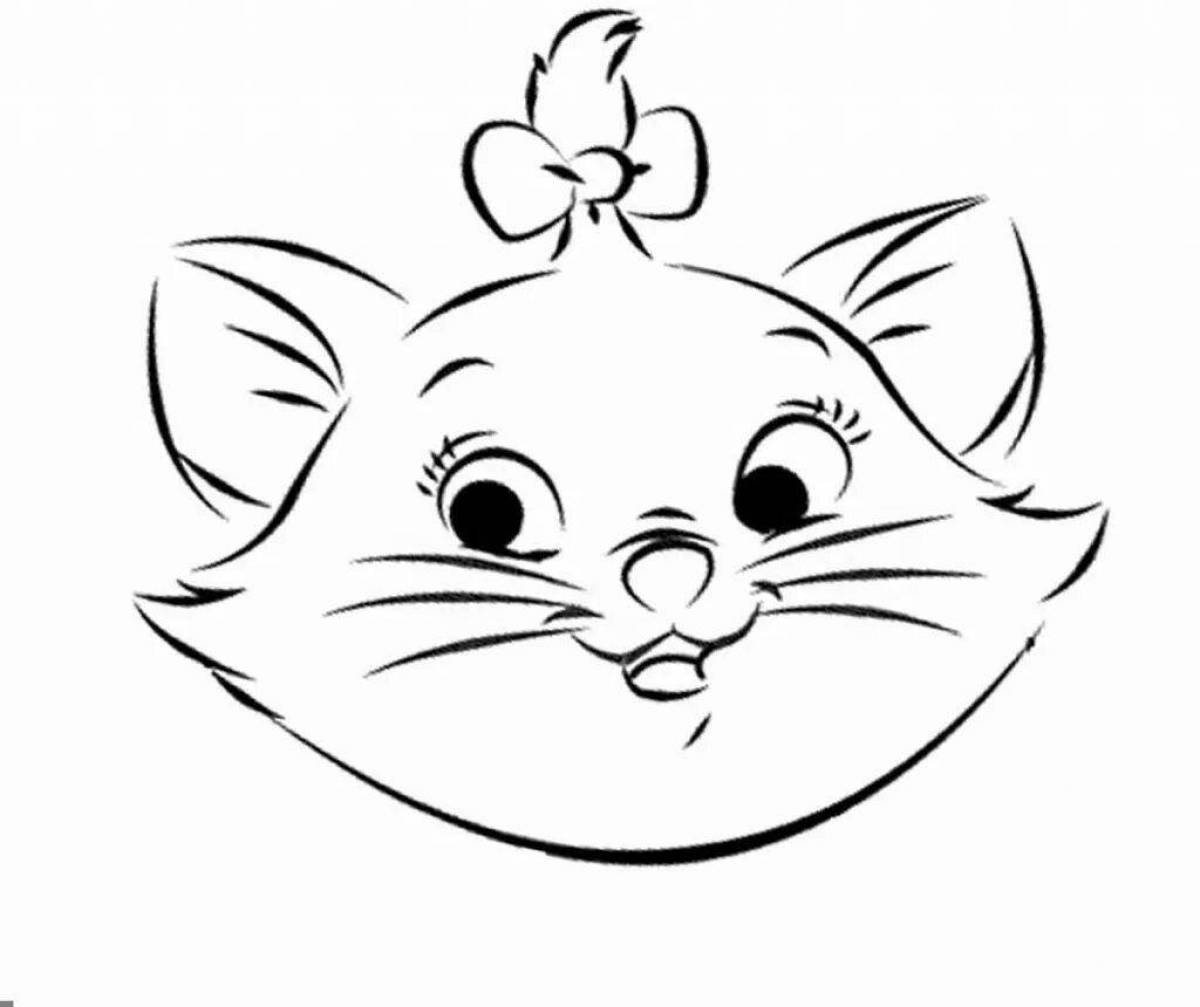 Silky cat face coloring page