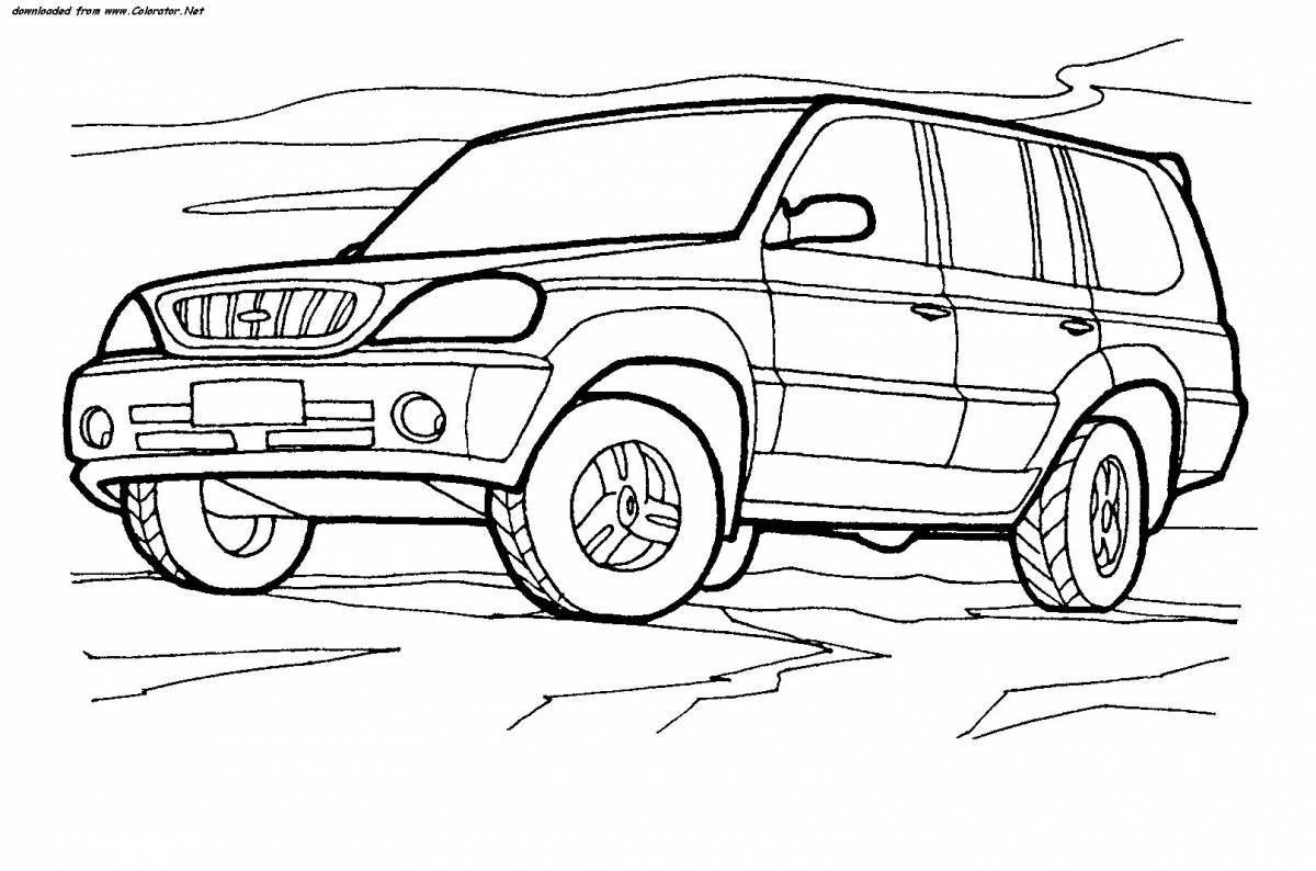 Coloring book charming toyota jeep