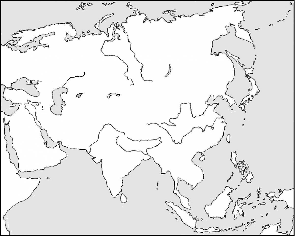 Раскраска красочная карта азии