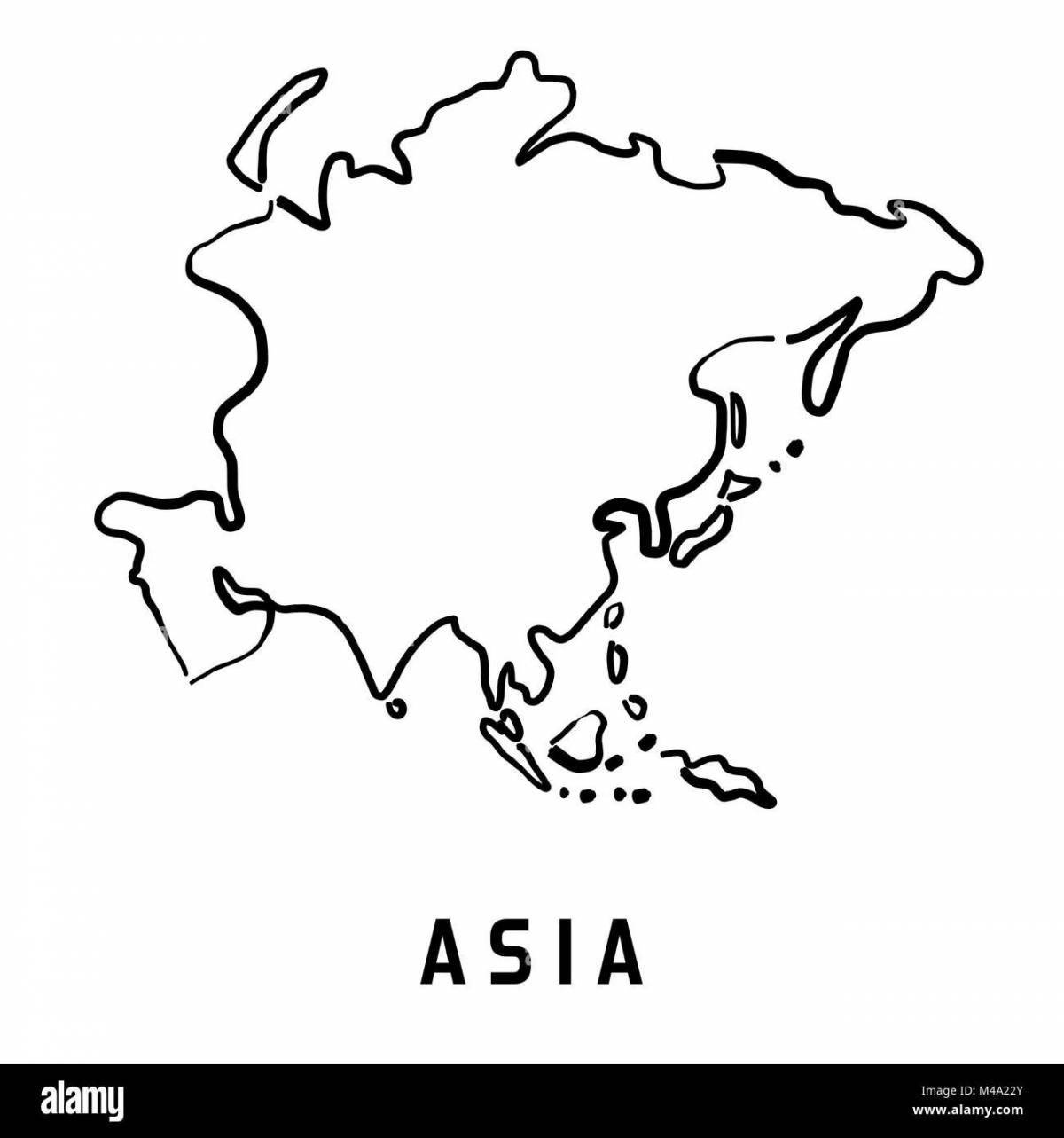 Увлекательная страница раскраски карты азии