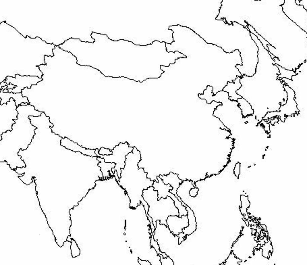 Раскраска карта азии