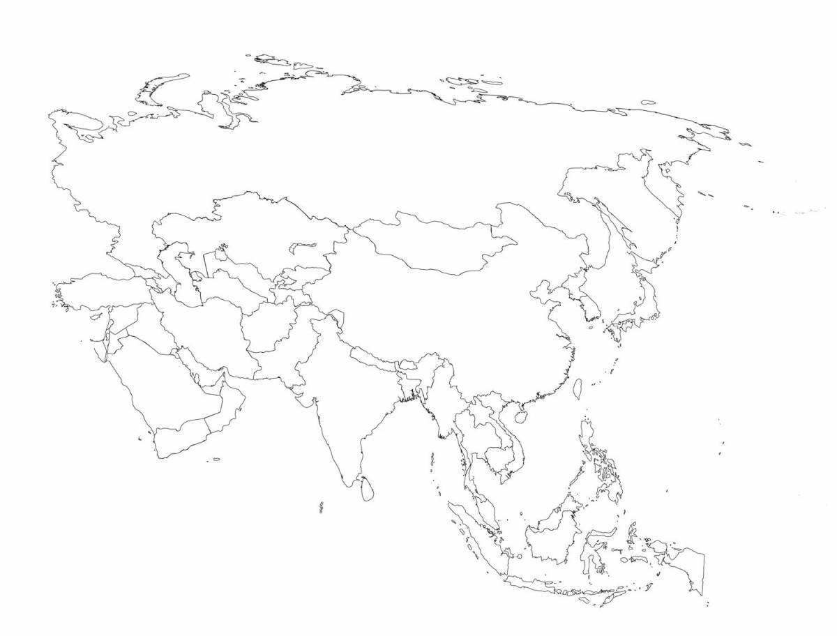 Раскраска блестящая карта азии