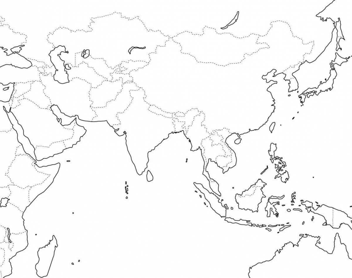 Раскраска изысканная карта азии