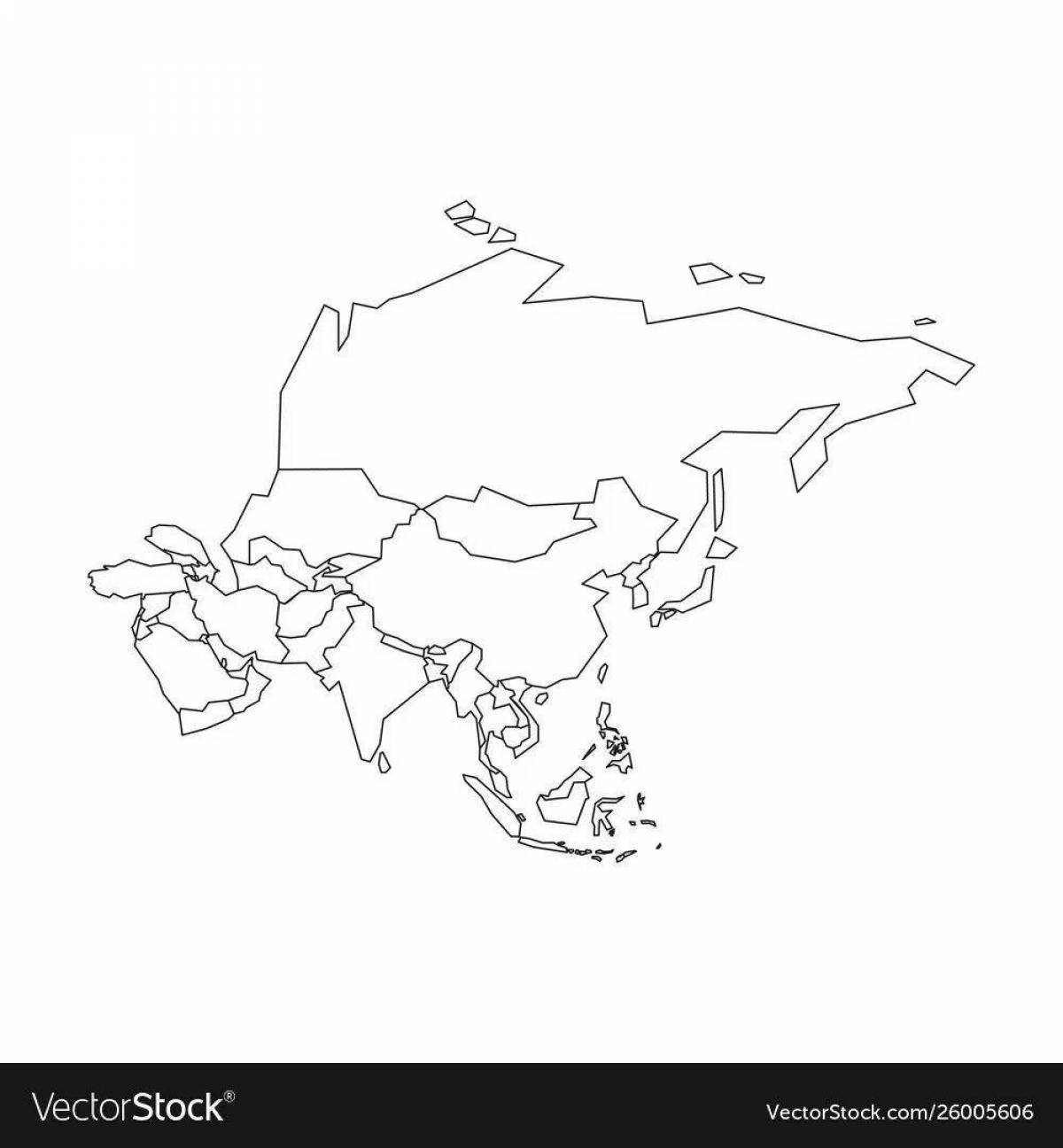 Coloring book wonderful map of asia