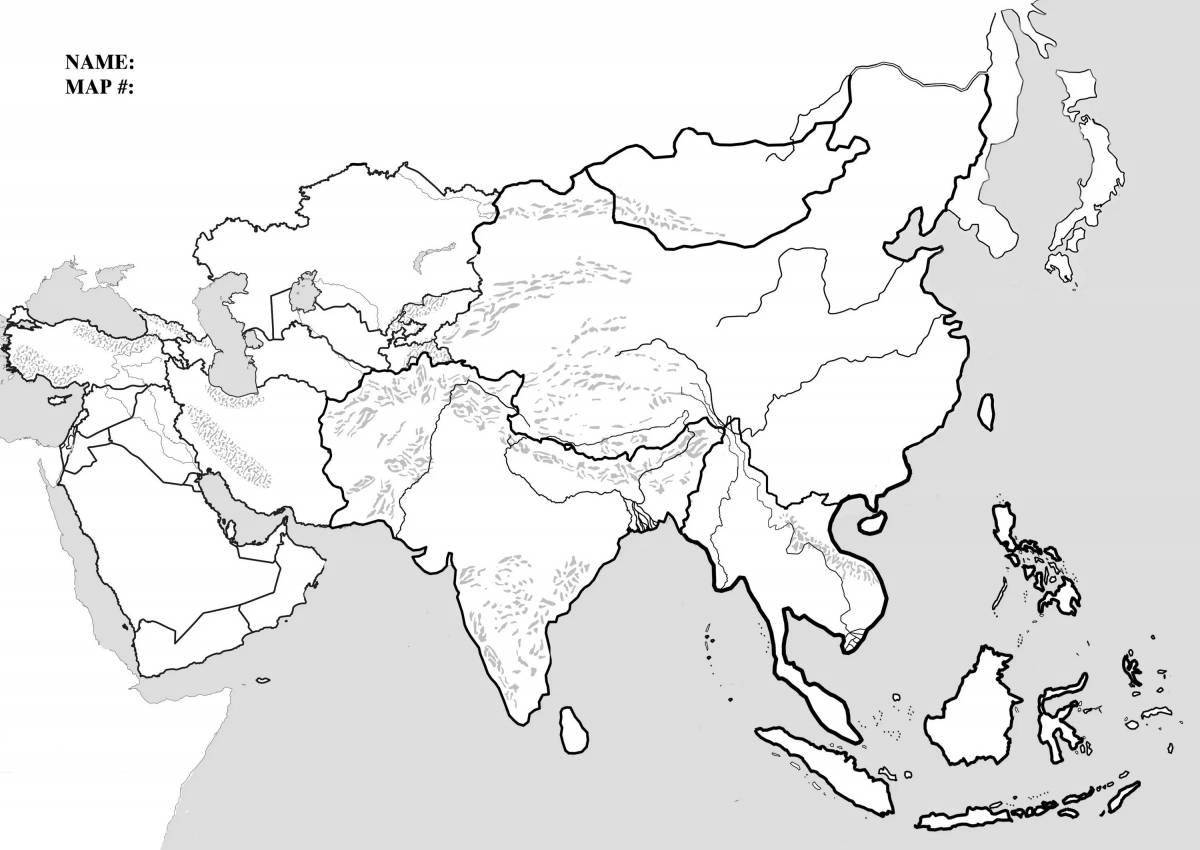 Amazing asia map coloring page