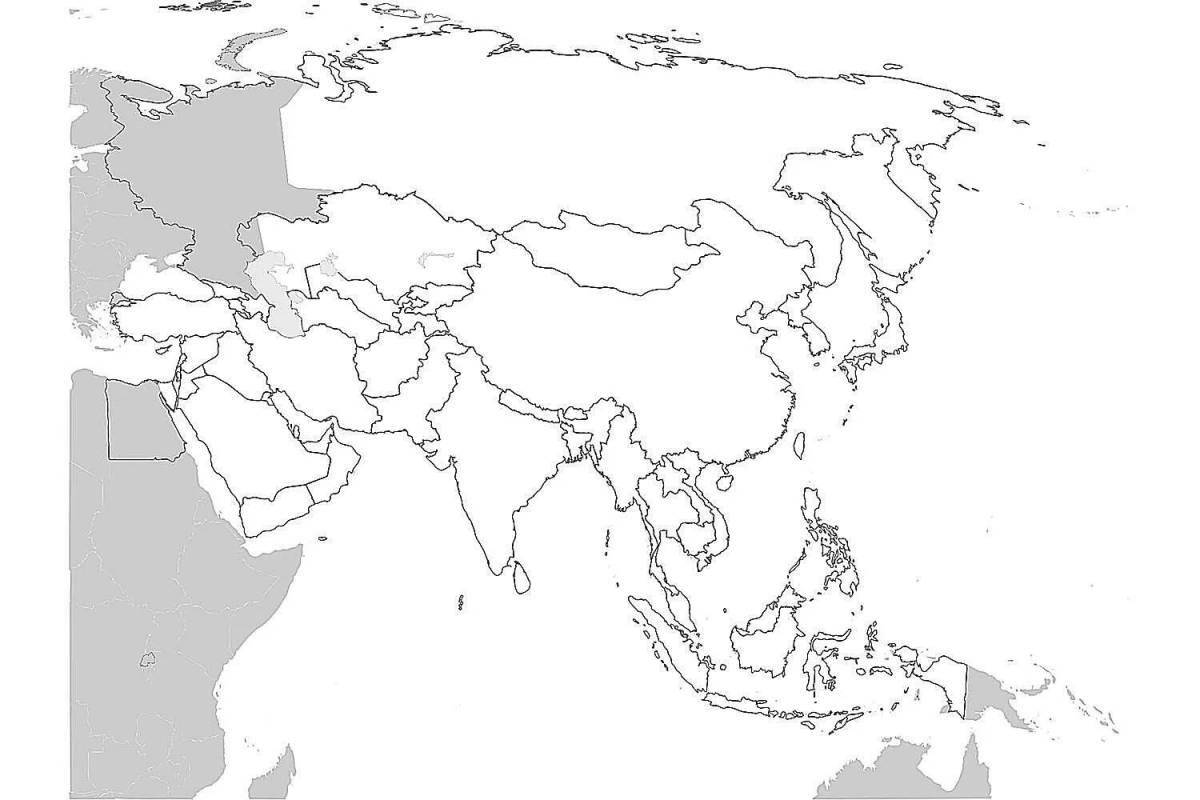 Захватывающая страница раскраски карты азии