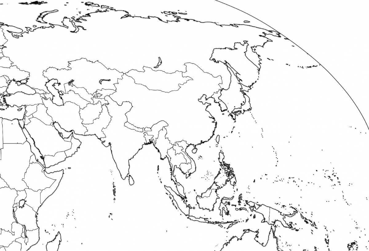 Coloring book outstanding map of asia