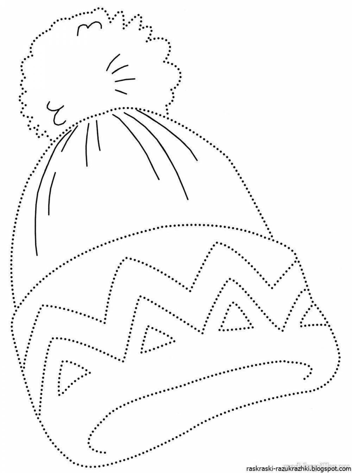 Playful winter hat coloring page