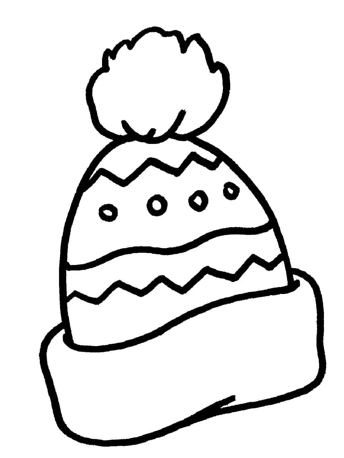 Coloring book shiny winter hat
