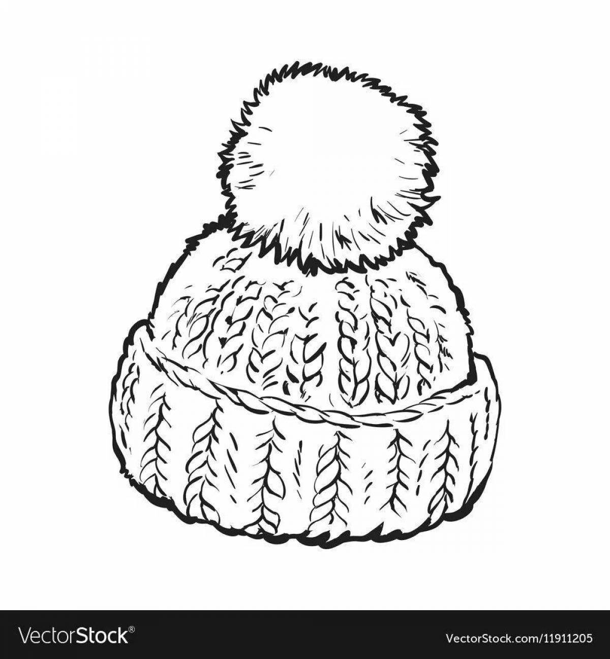 Раскраска симпатичная зимняя шапка