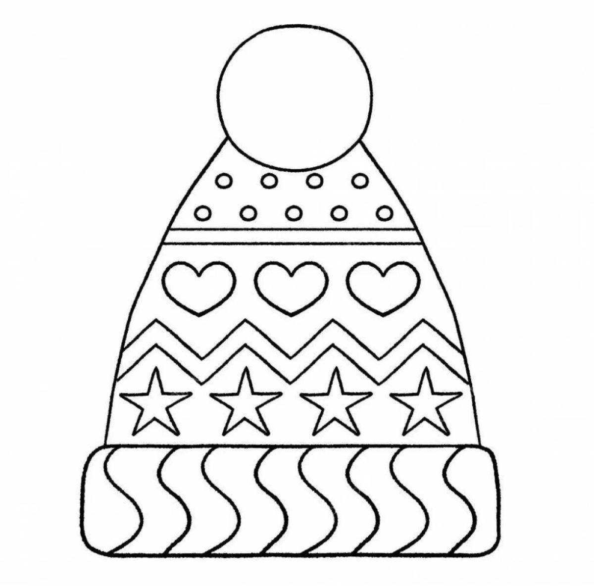 Colorful winter hat coloring book
