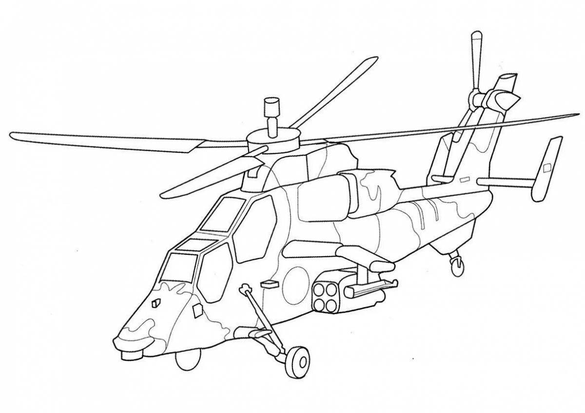 Colorful alligator helicopter coloring page