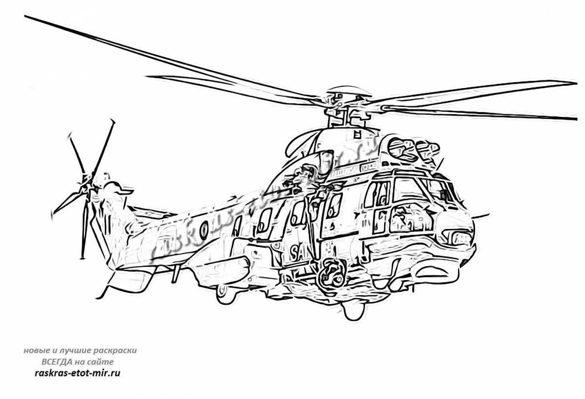 Раскраска яркий вертолет аллигатор