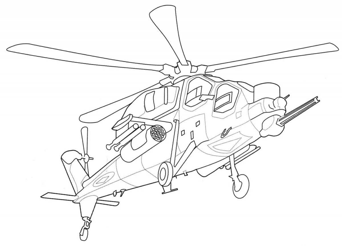 Coloring book joyful alligator helicopter