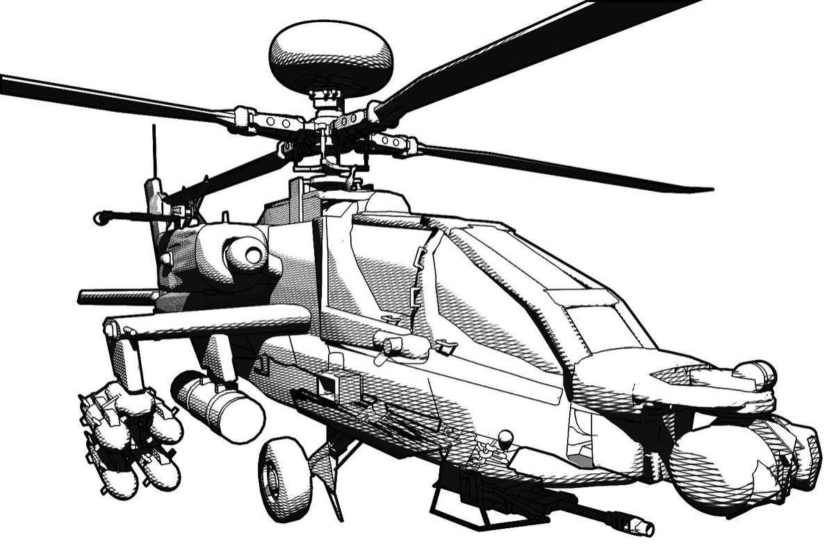 Fabulous alligator helicopter coloring page