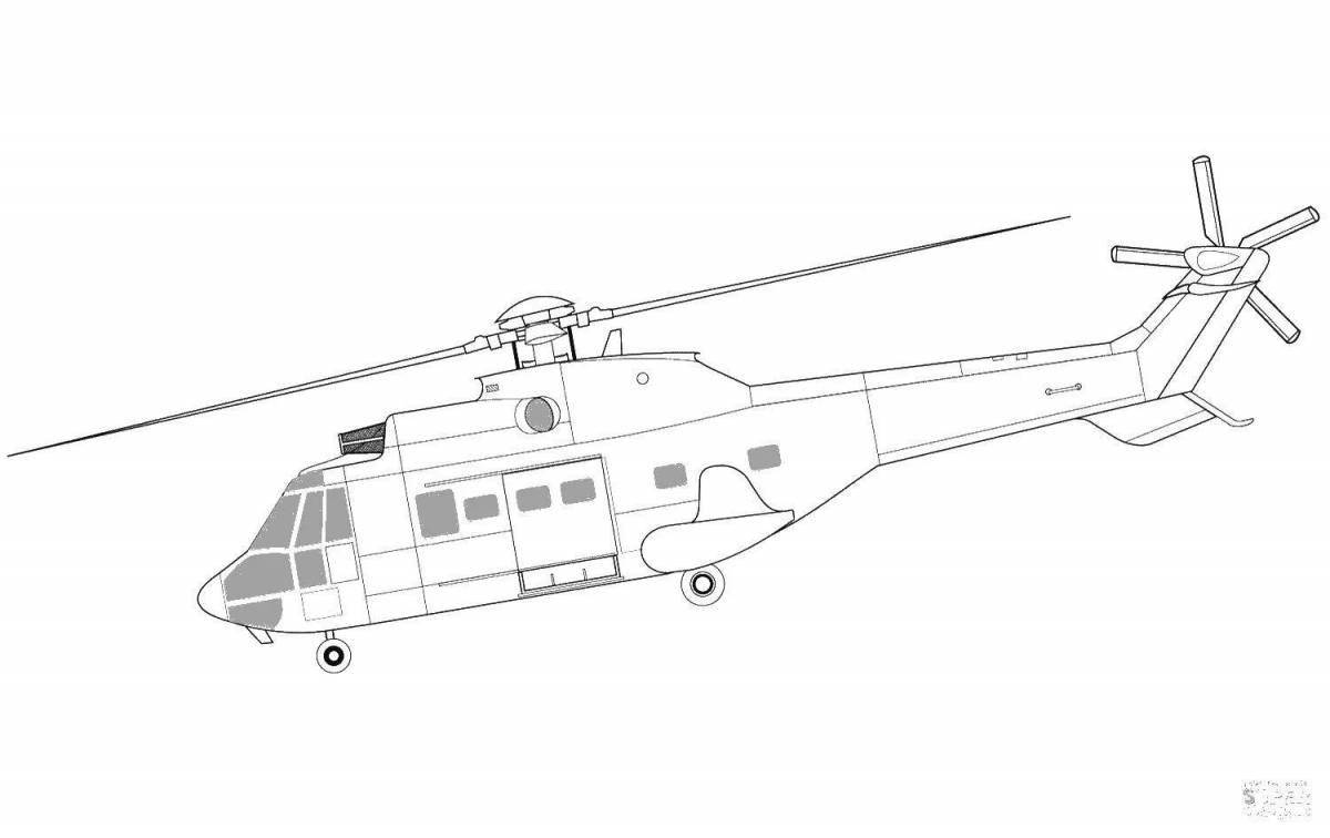 Cute alligator helicopter coloring book